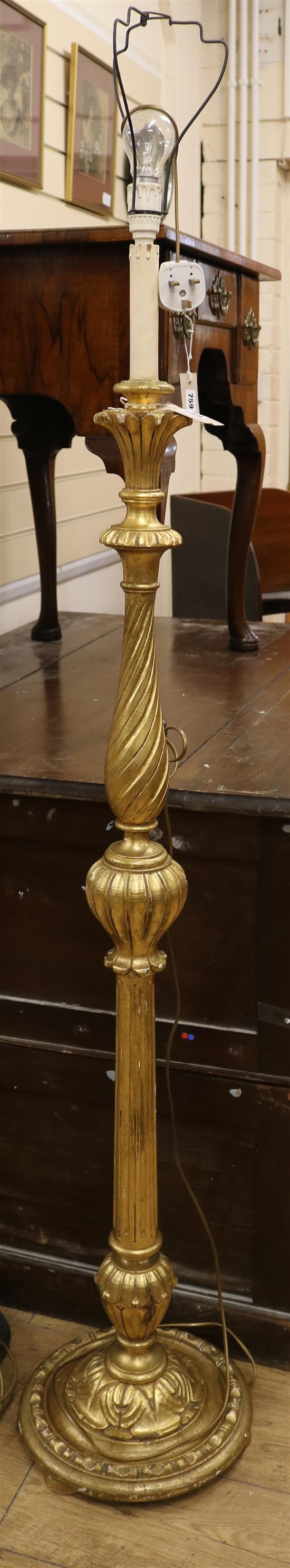 A giltwood standard lamp W. of base approx. 30cm